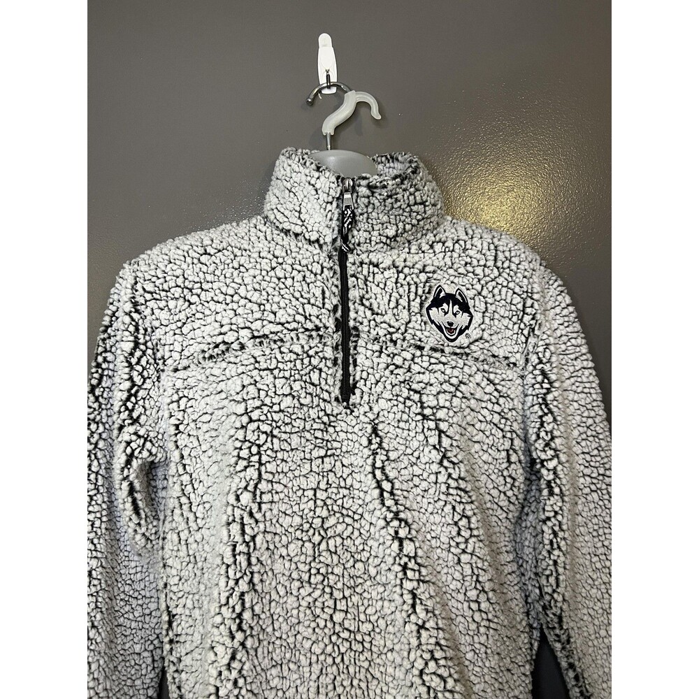 Uconn Huskies Sweatshirt Womens Medium Gray Basketball Sherpa Boxercraft
